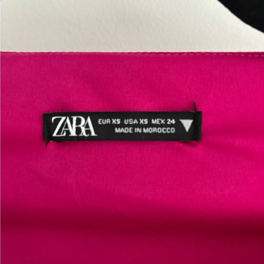 Zara Fuchsia Velvet Draped Long-Sleeve Bodysuit - Picture 3 of 7